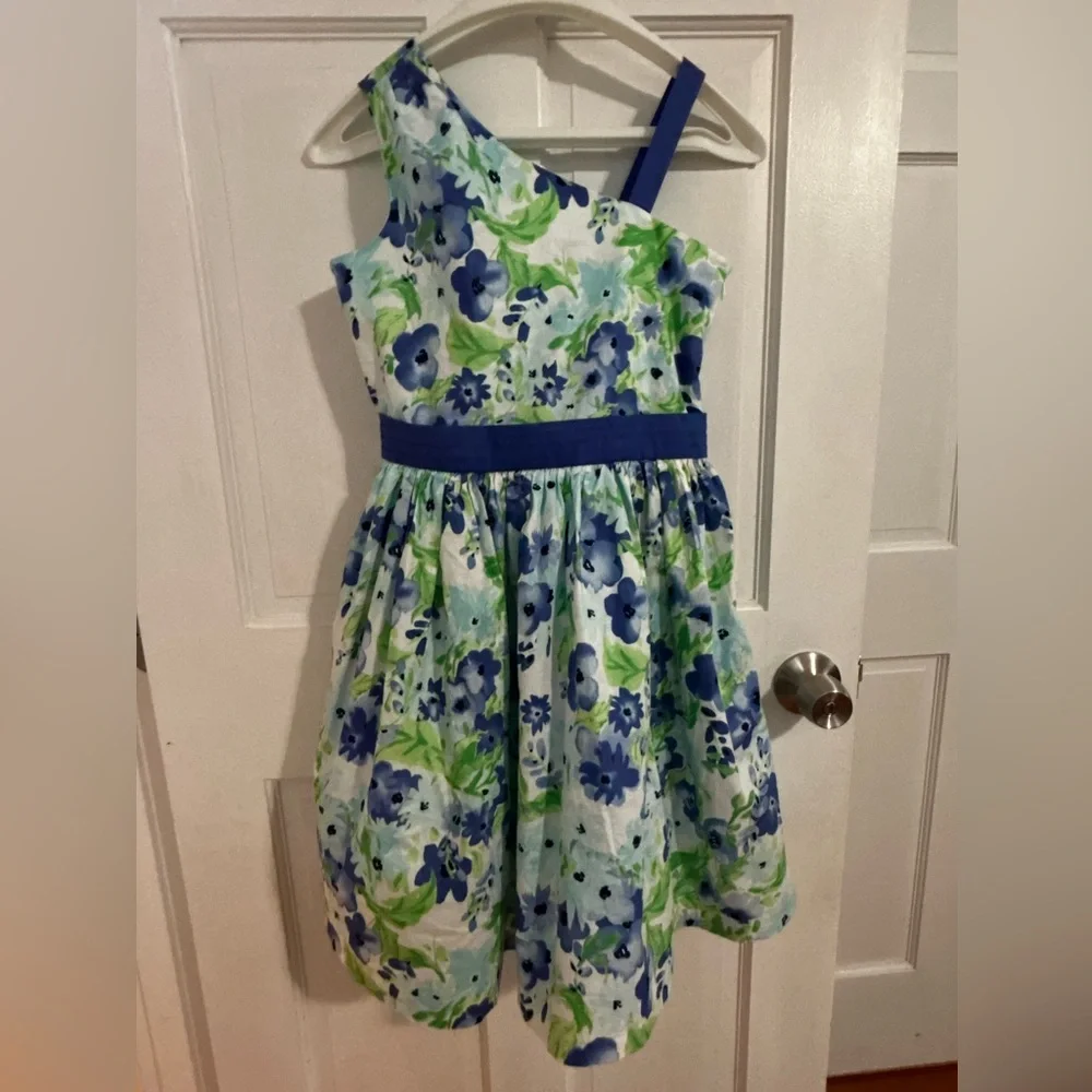 Gymboree Blue/lavender and green Floral dress size 12 NWT